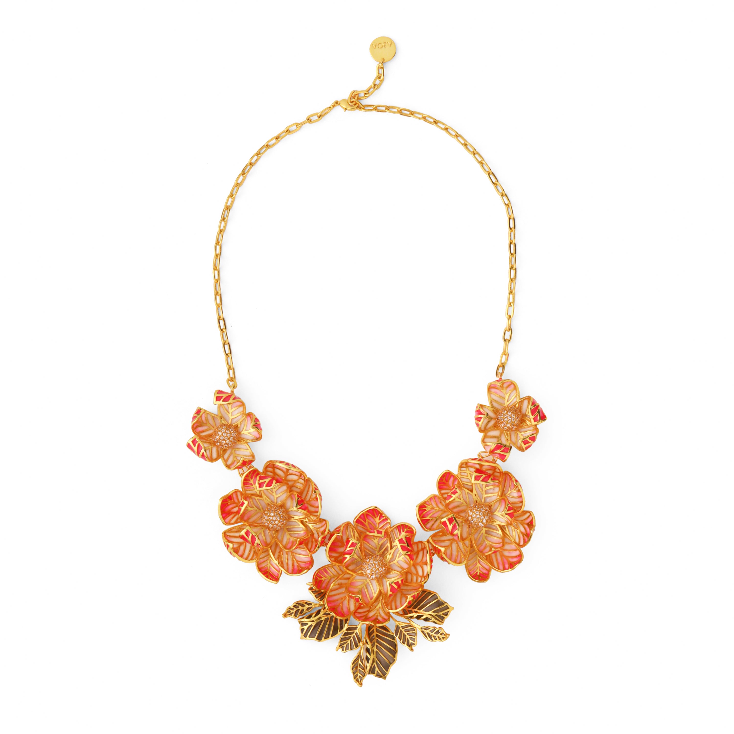 Designer Red Coral Tulip Necklace Set 3 Layer at Rs 2450/piece