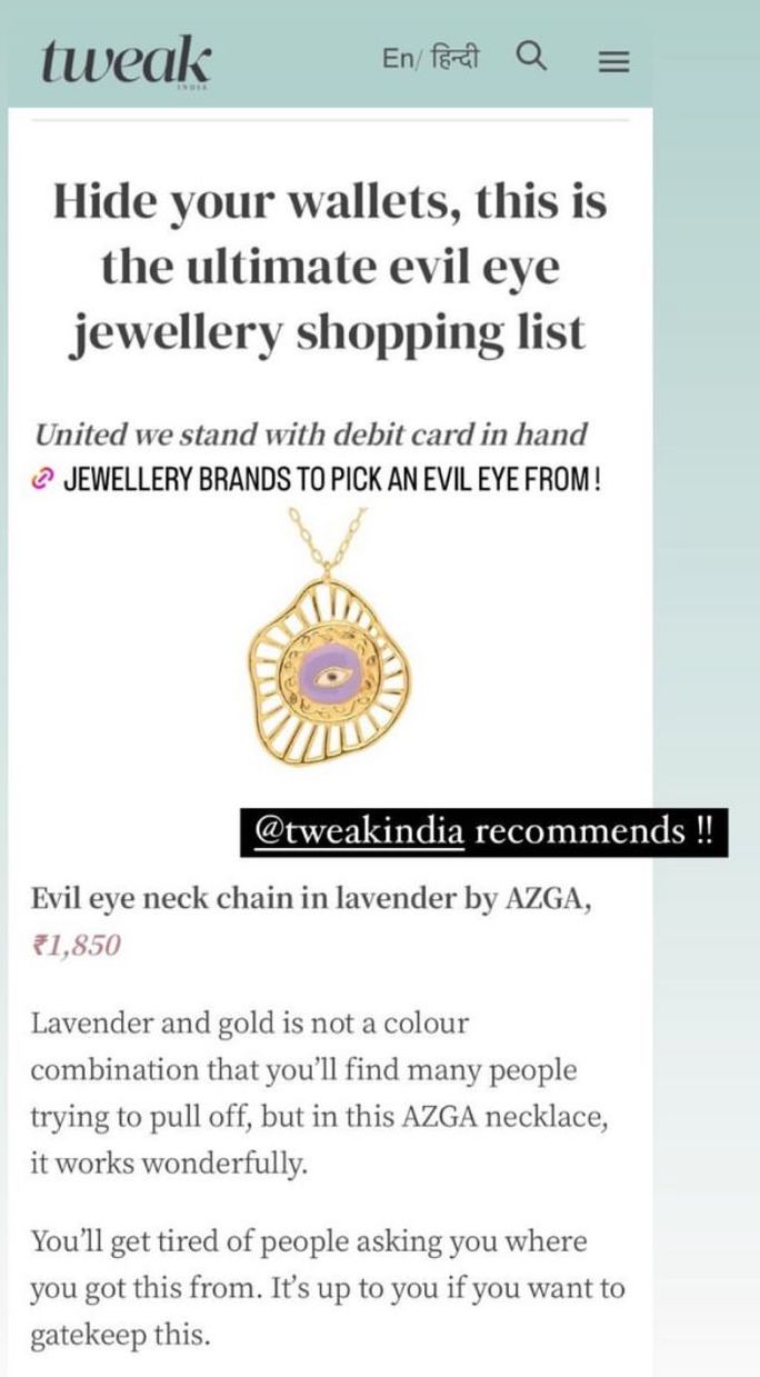 Tweak India recommends - Jewellery brands to pick your evil eye from!