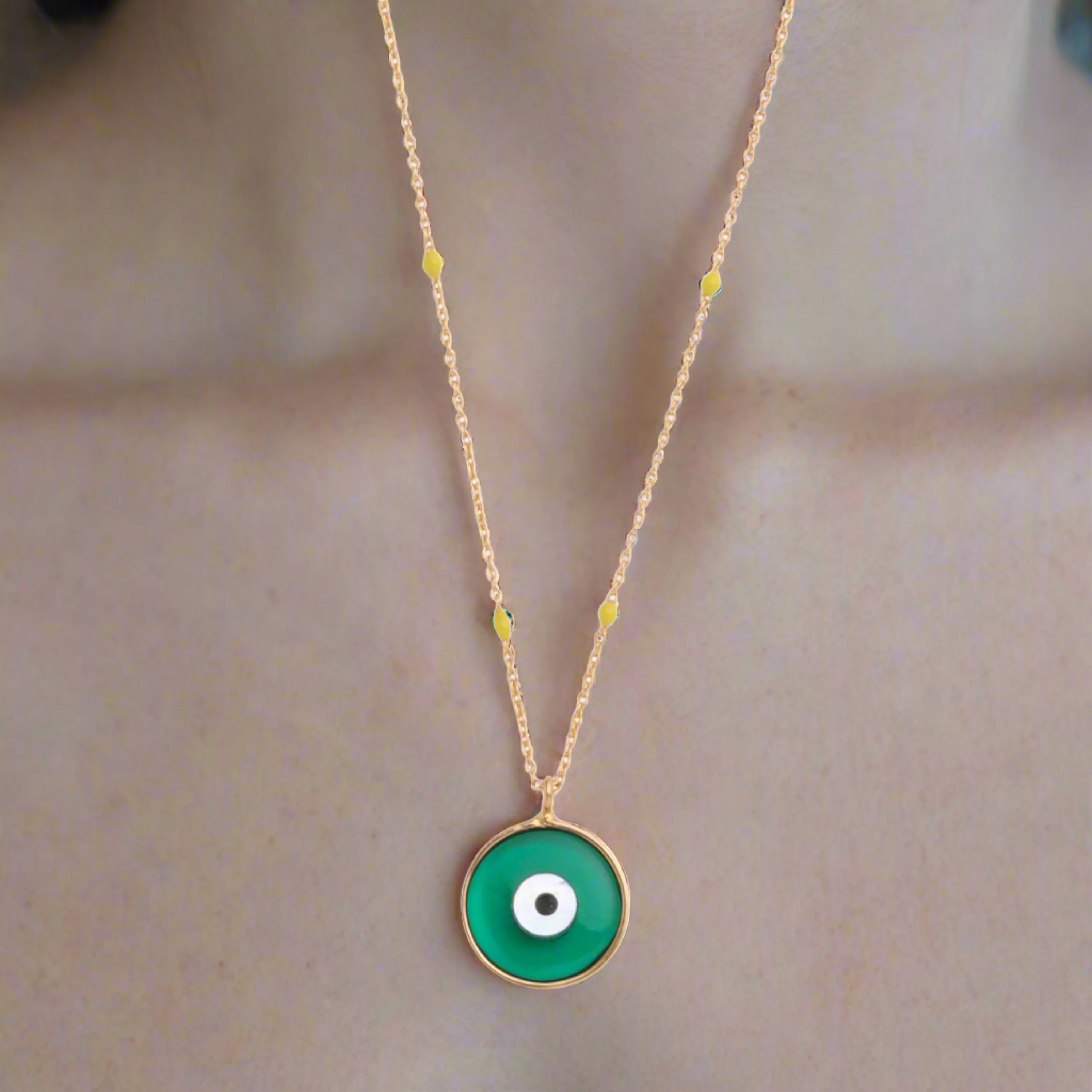 Garden green Evil eye necklace