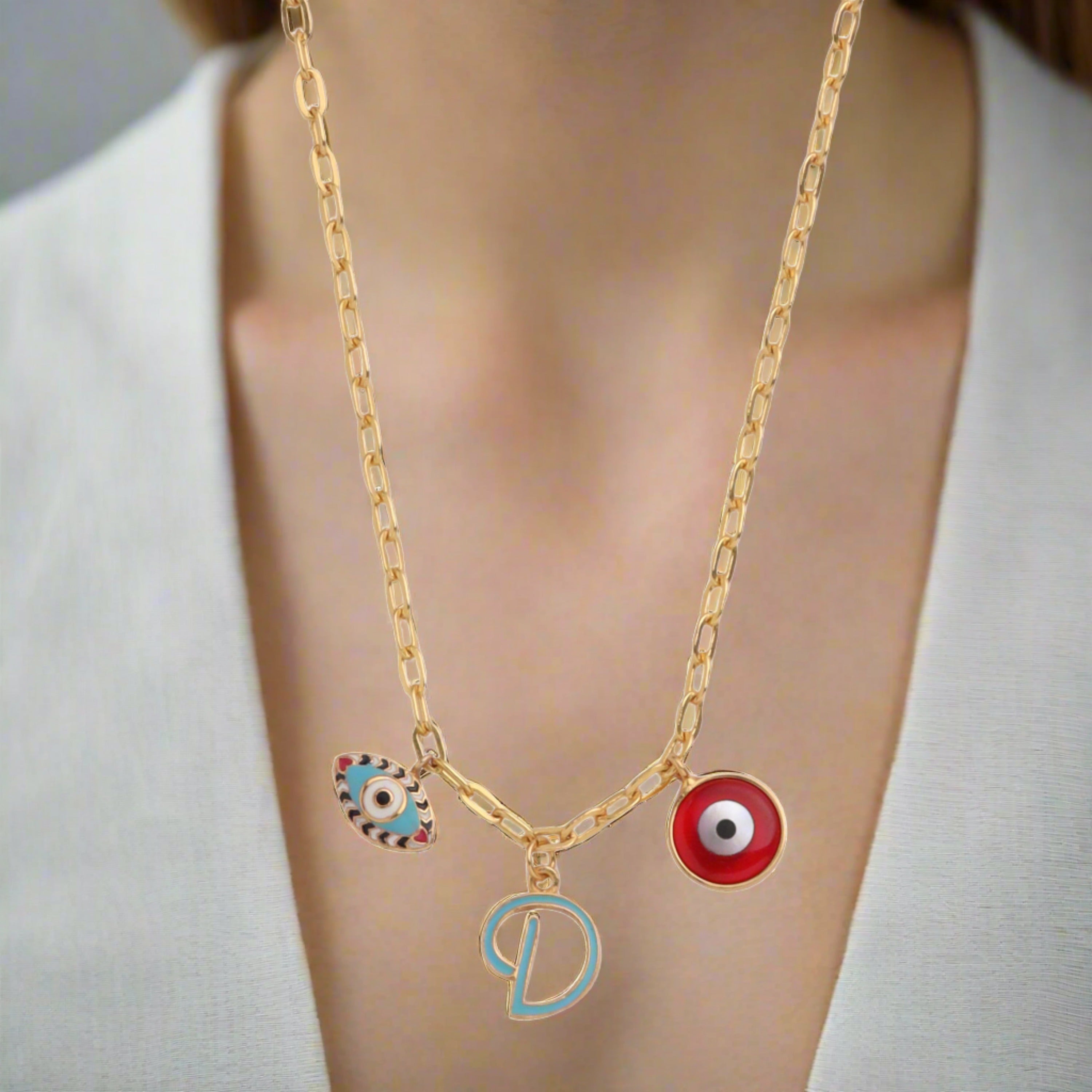 Evil Eye Initial Necklace