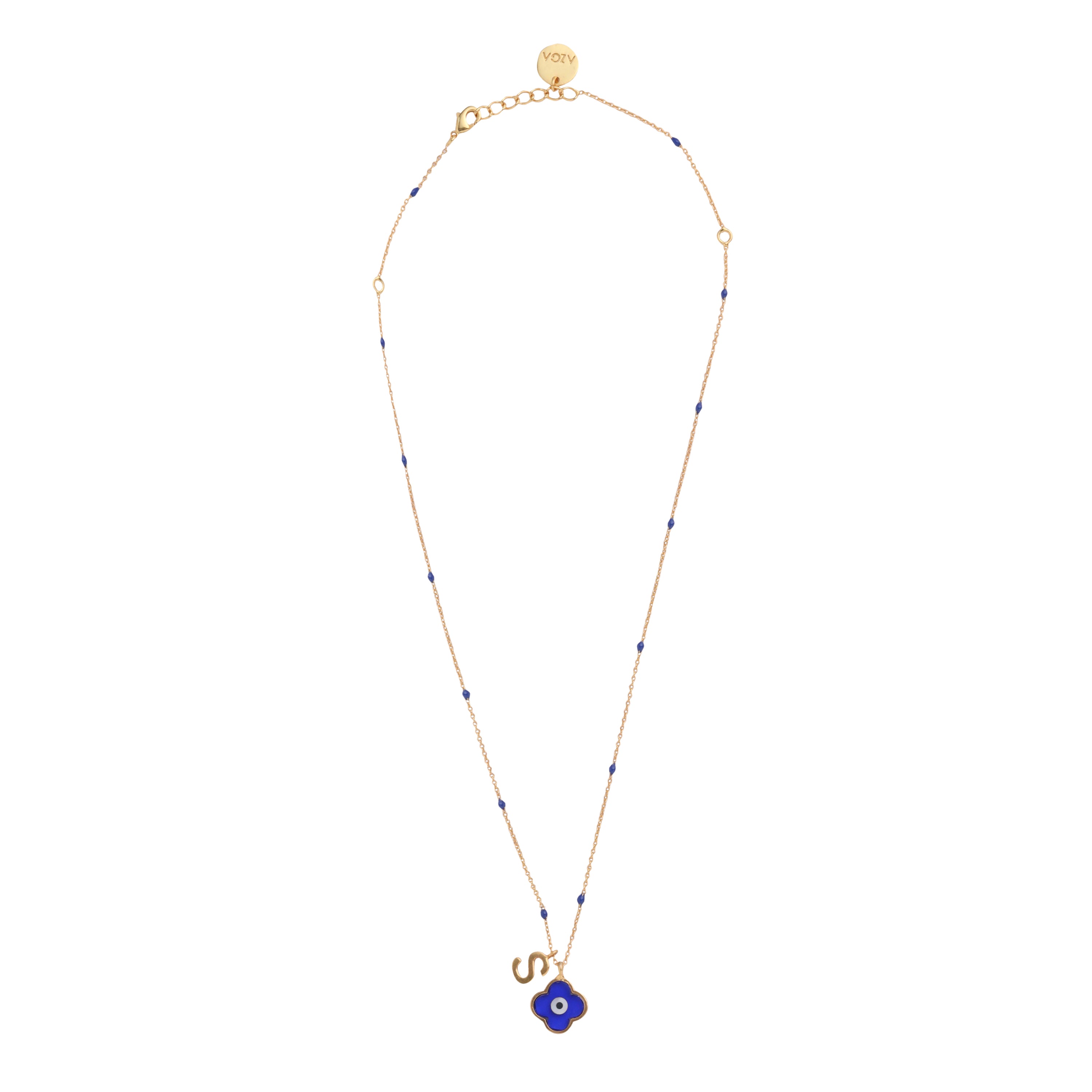 Evil eye clover Initial necklace