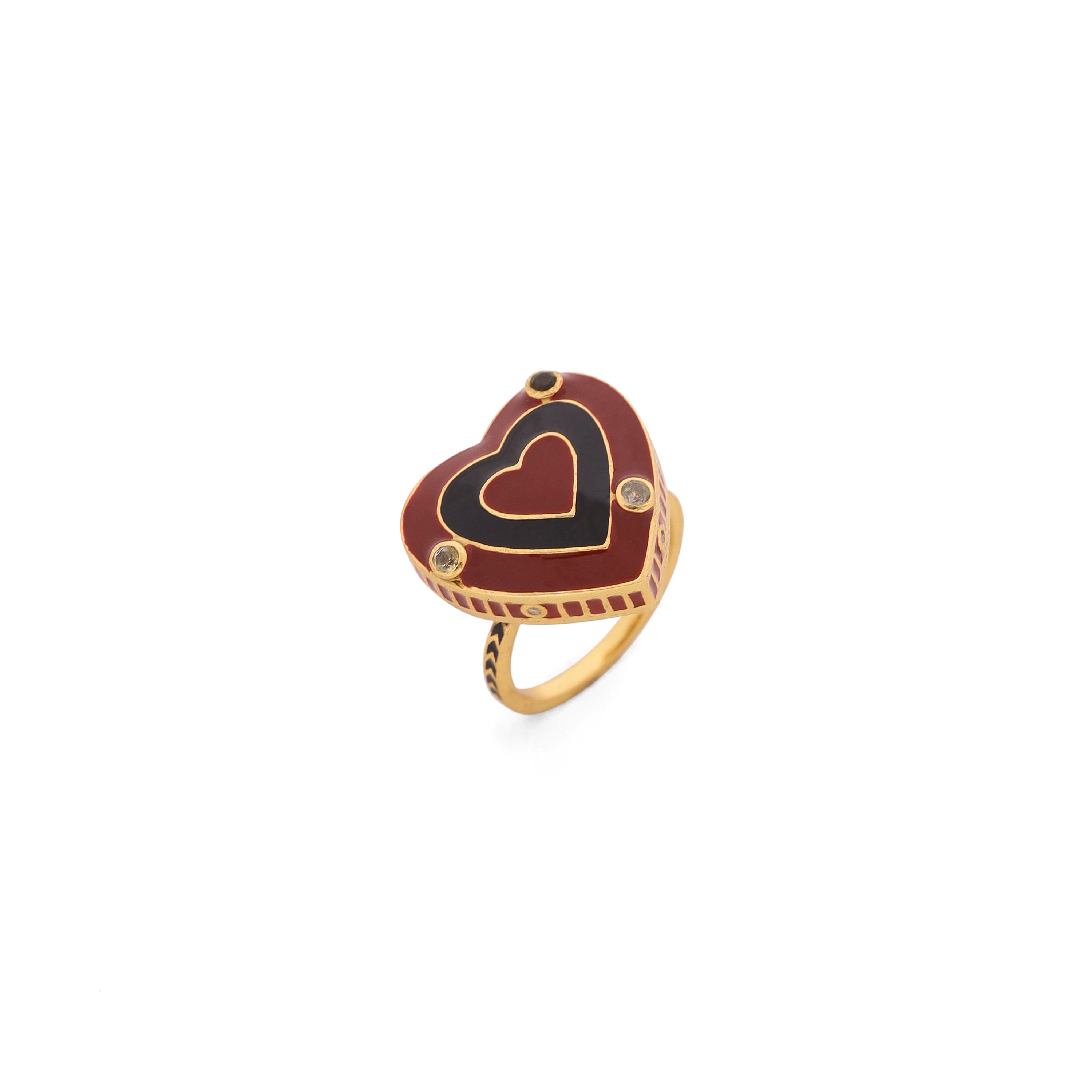 Heart Palma Ring - Marsala & Black