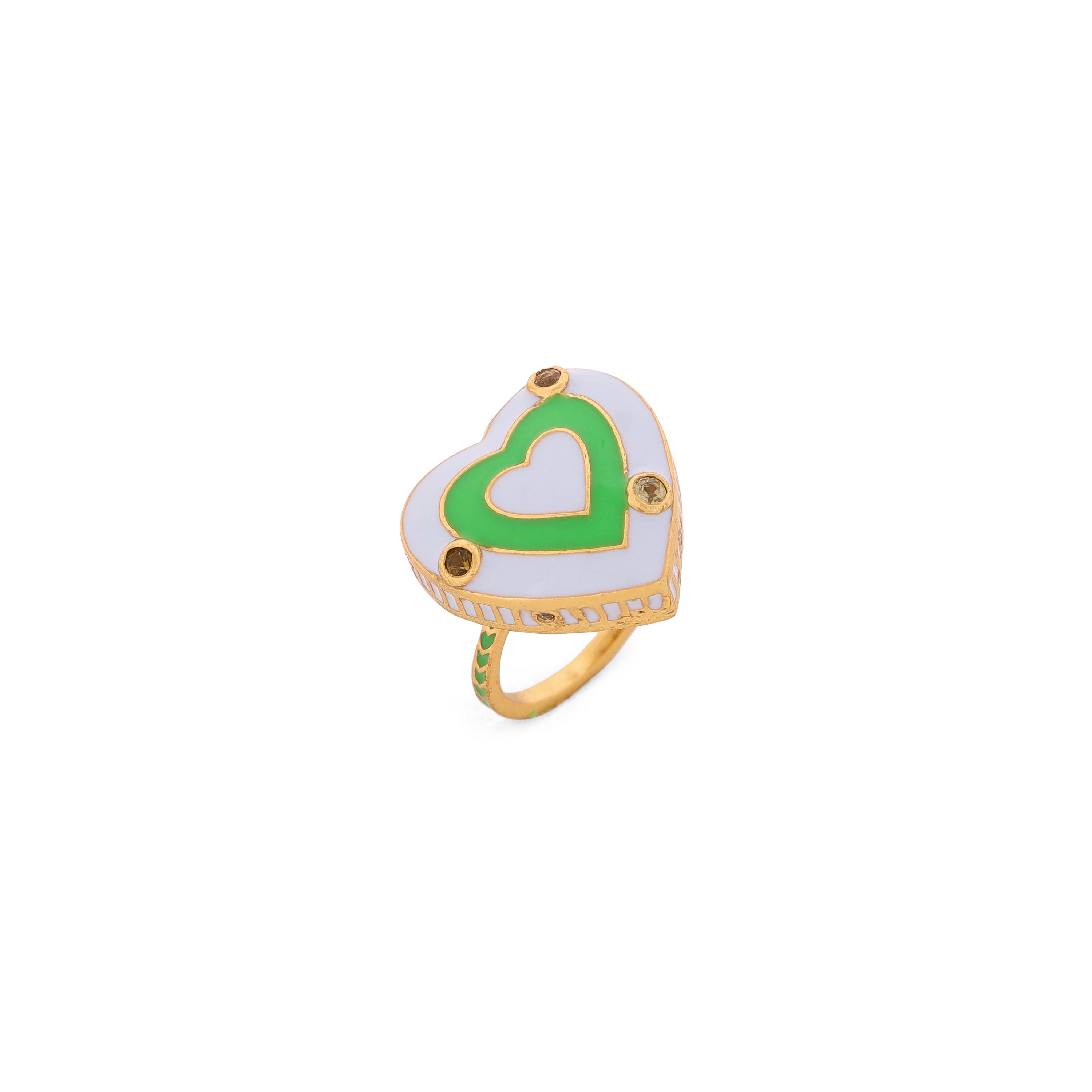 Heart Palma Ring - Dove Blue & Lawn green