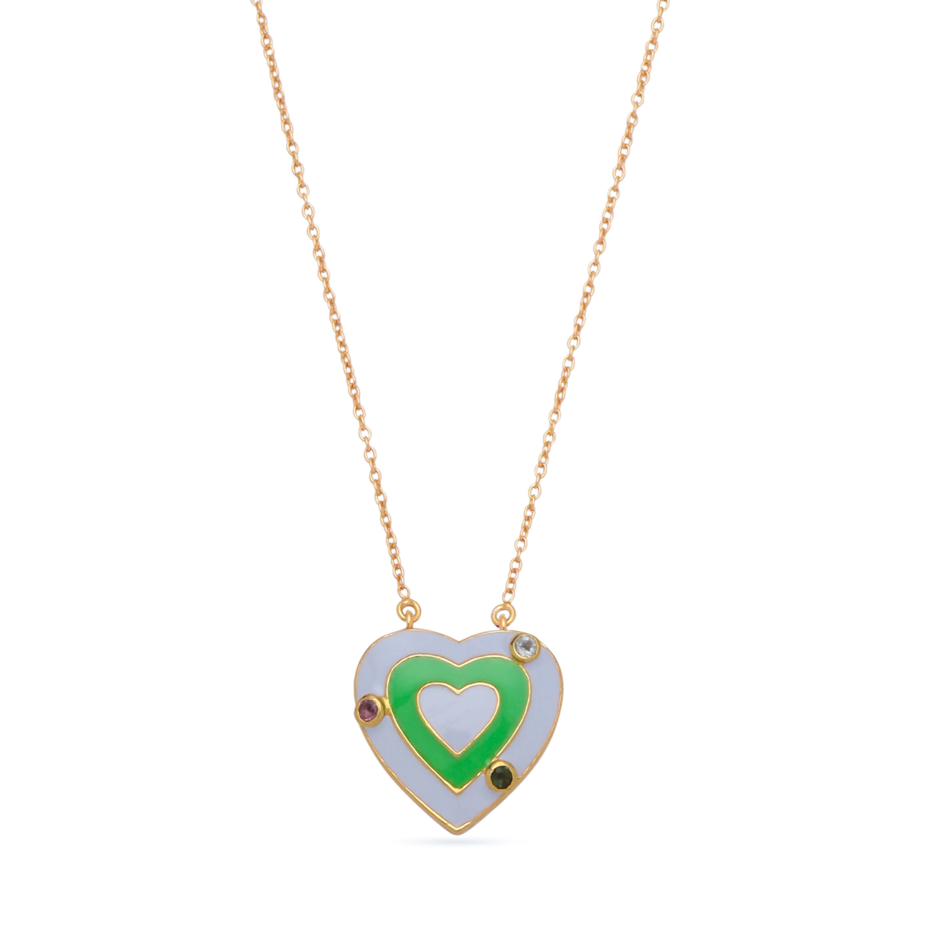 Heart Palma Necklace - Dove Blue & Lawn Green