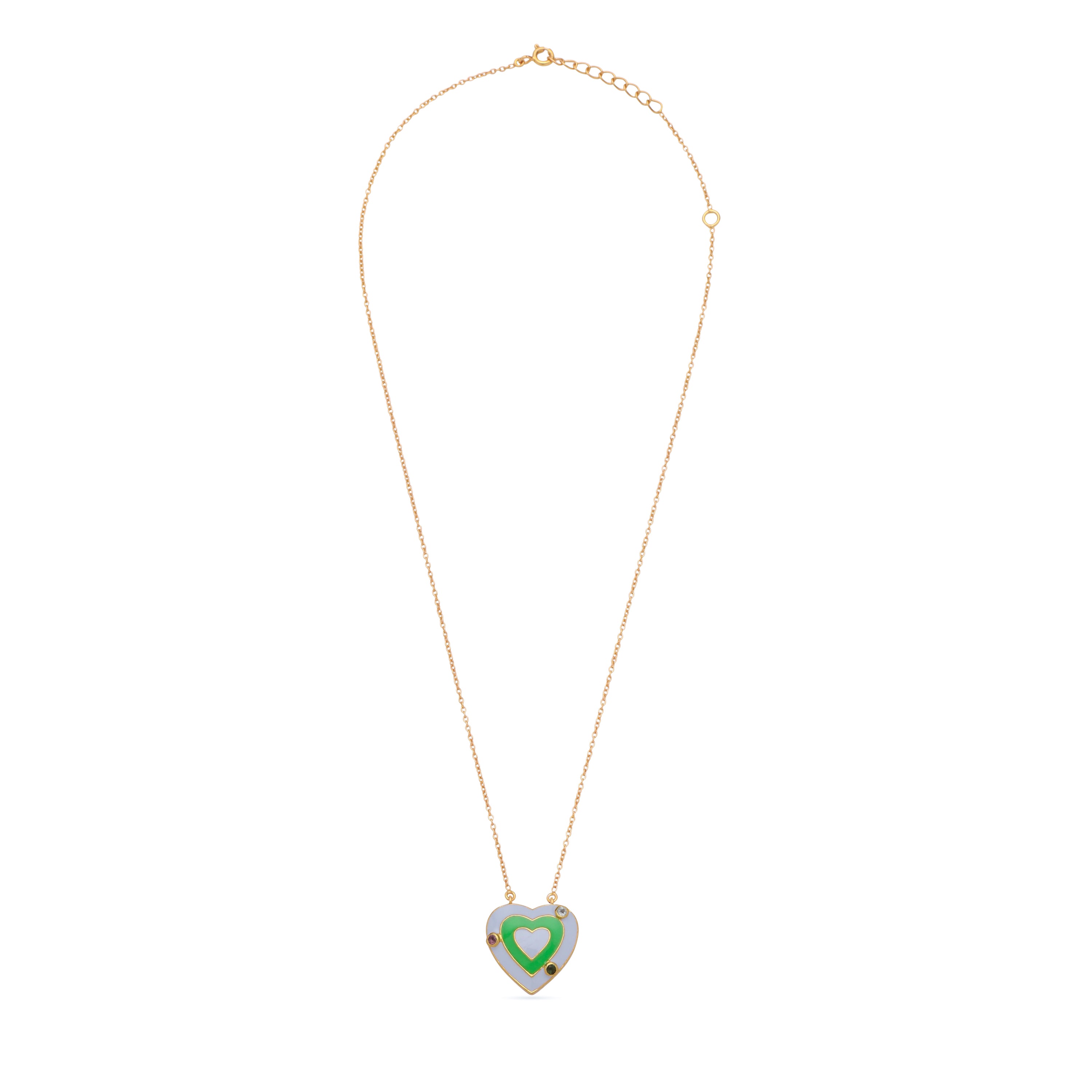 Heart Palma Necklace - Dove Blue & Lawn Green