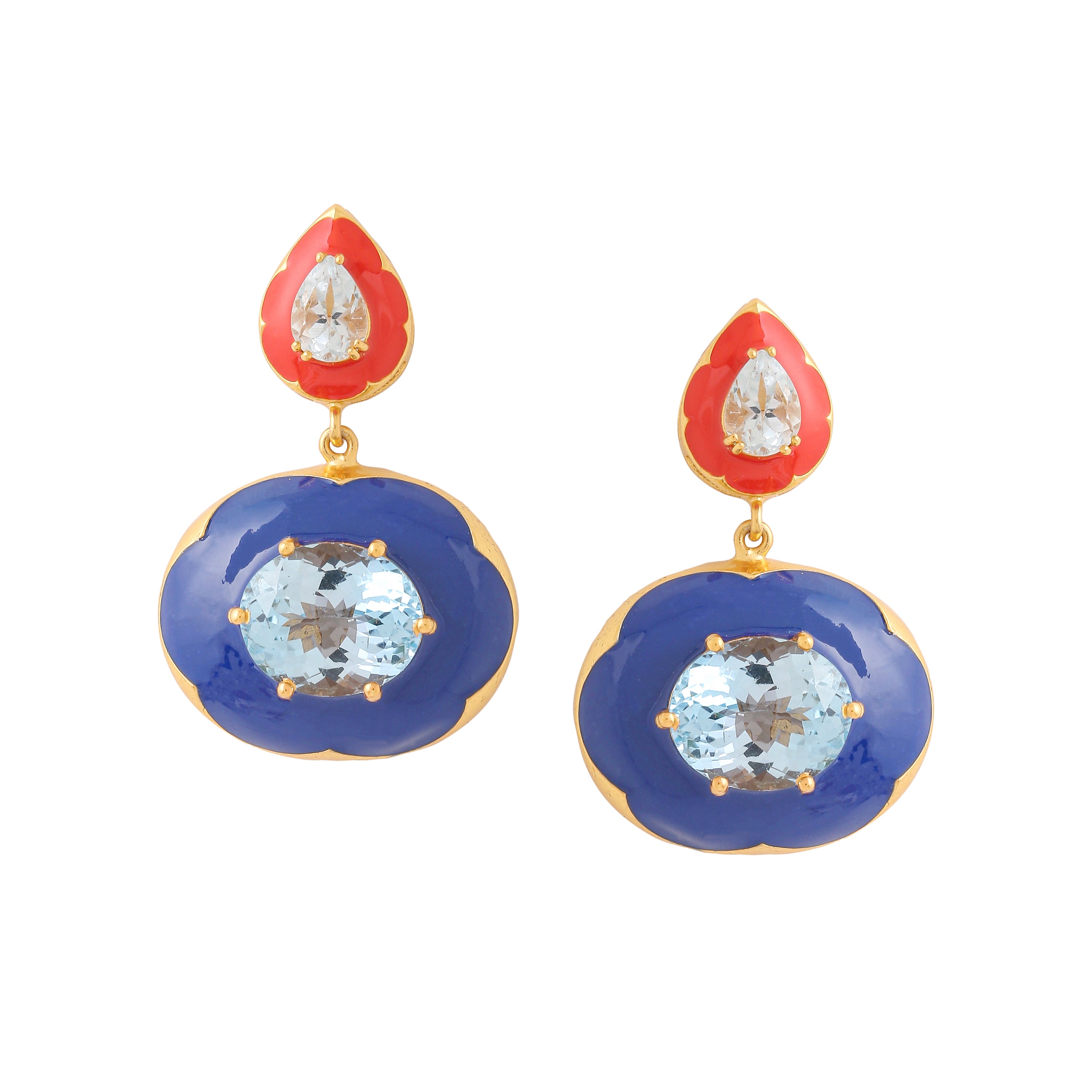 Farra Palma earrings - Berry Blue & Fire Red – AZGA